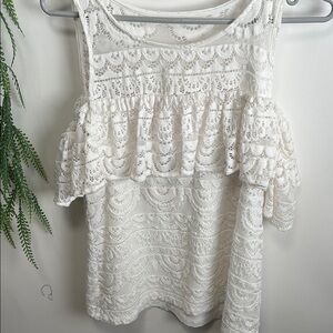 Lilly Pulitzer White Asymmetrical Ruffled Blouse